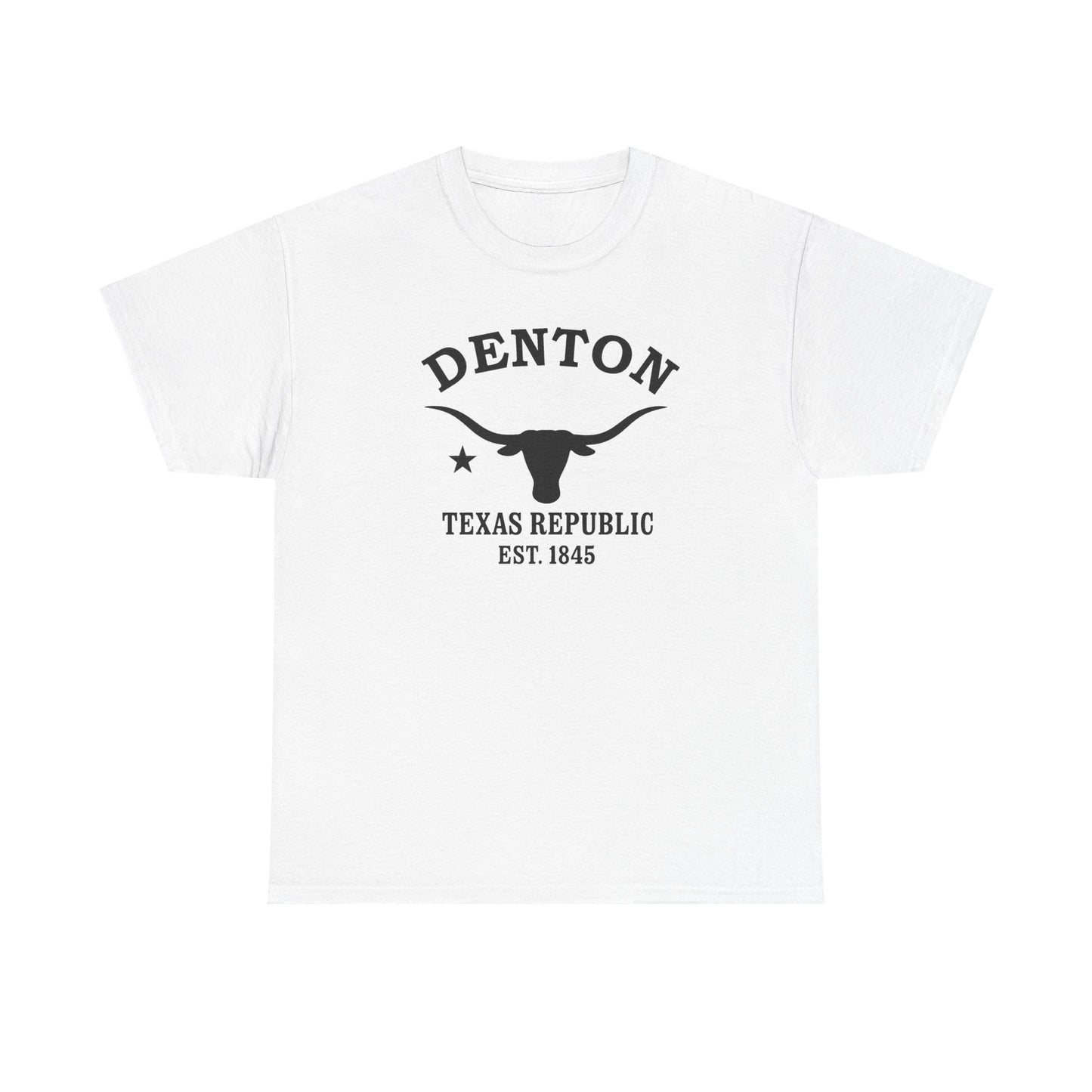 Denton Texas Vintage Retro Unisex Heavy Cotton Tee - Black Logo