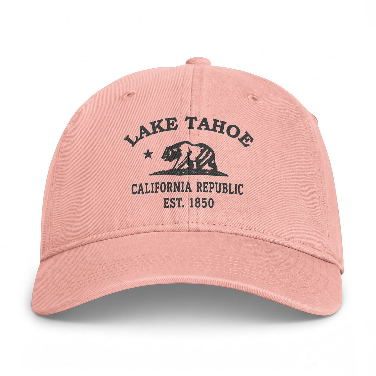 Lake Tahoe California Distressed Cotton Cap - Charcoal Print Logo