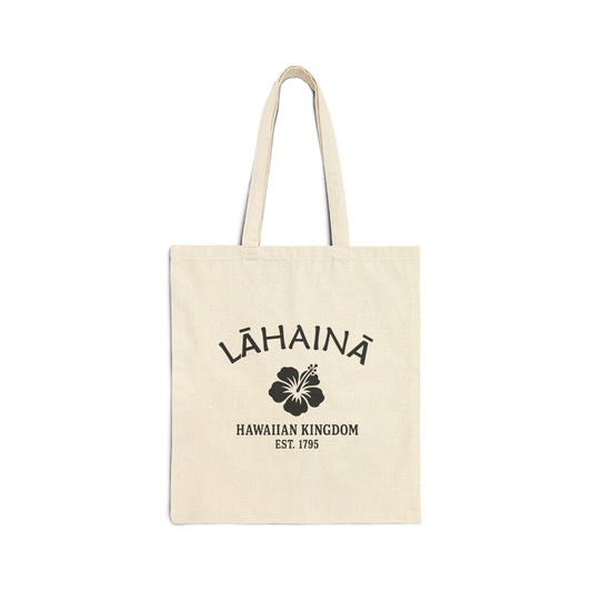 Lahaina Hawaii Vintage Retro Cotton Canvas Tote Bag - Black Logo