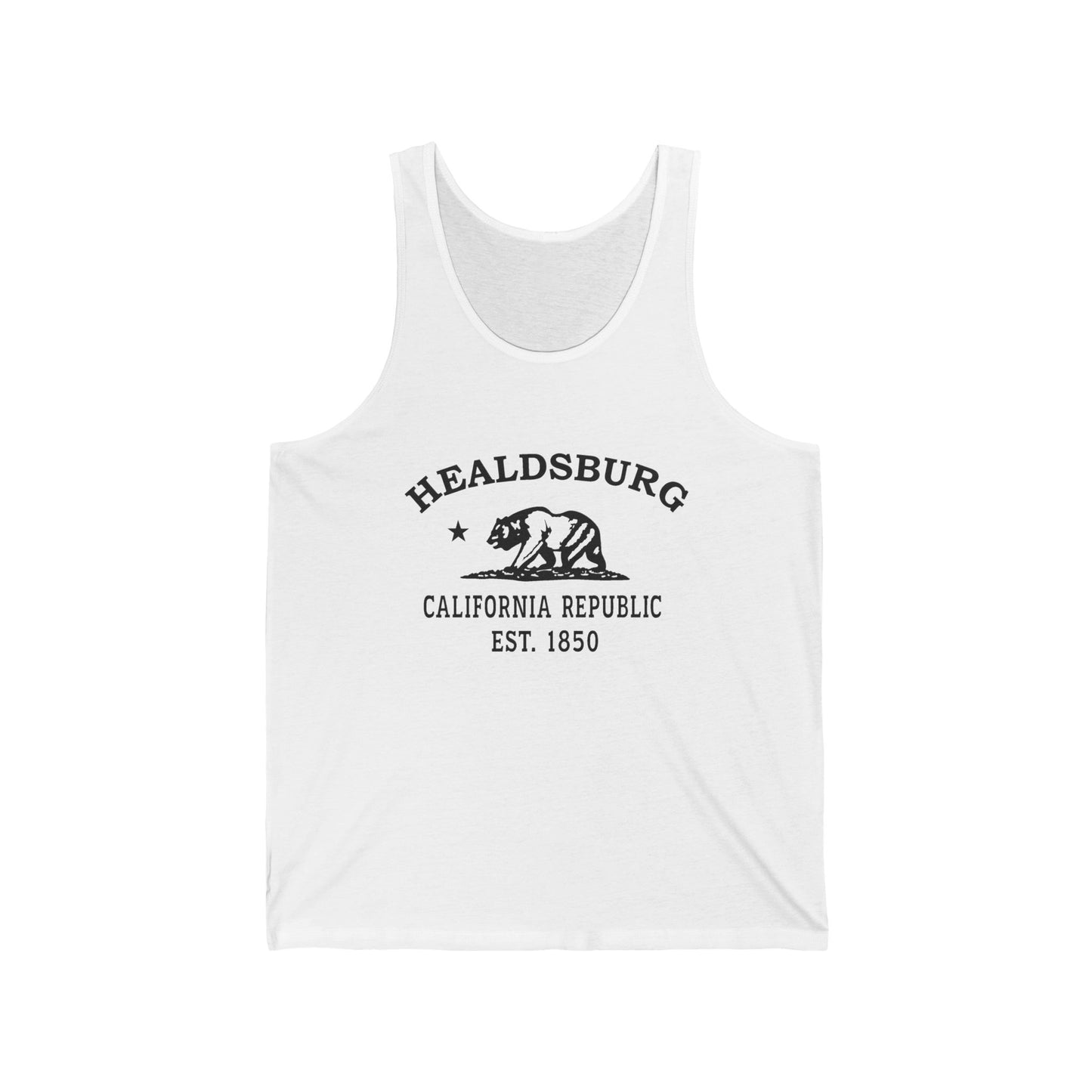 Healdsburg California Vintage Retro Unisex Cotton Jersey Tank Top - Black Logo