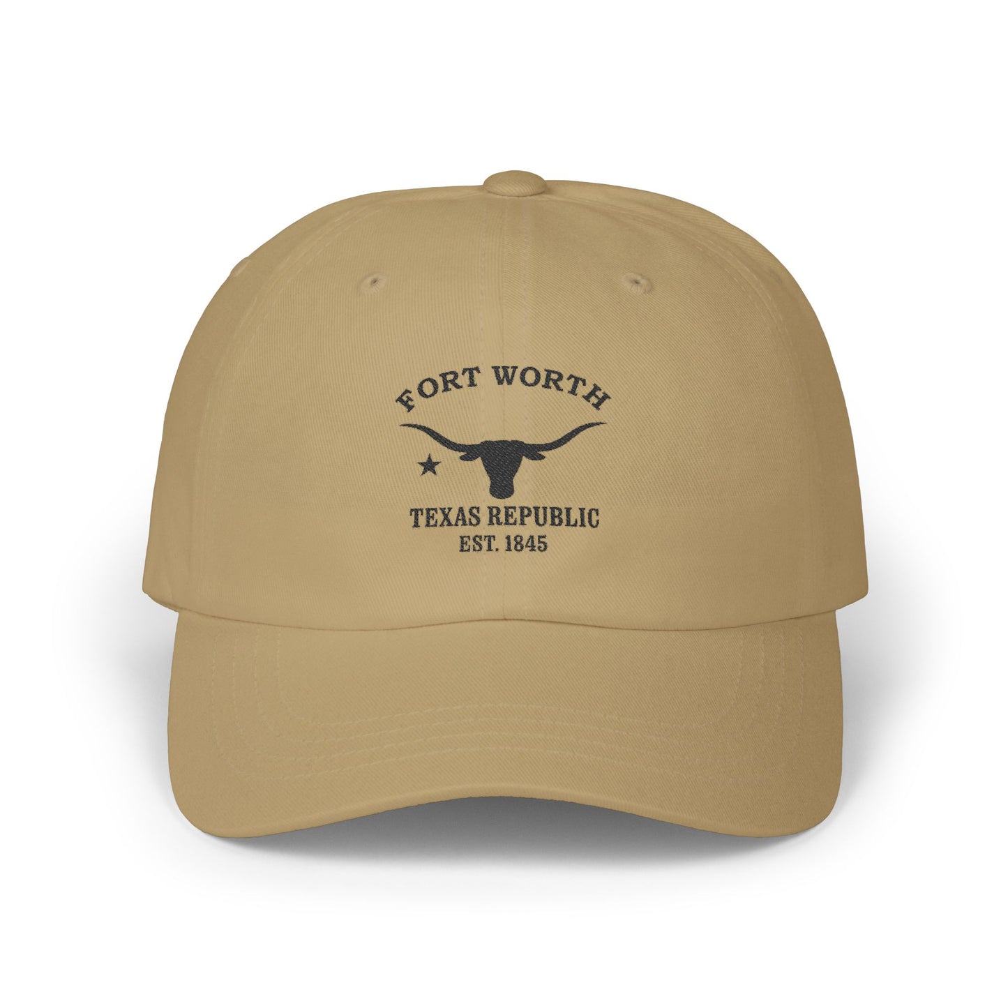 Fort Worth Texas Vintage Retro Embroidered Cotton Cap - Black Logo