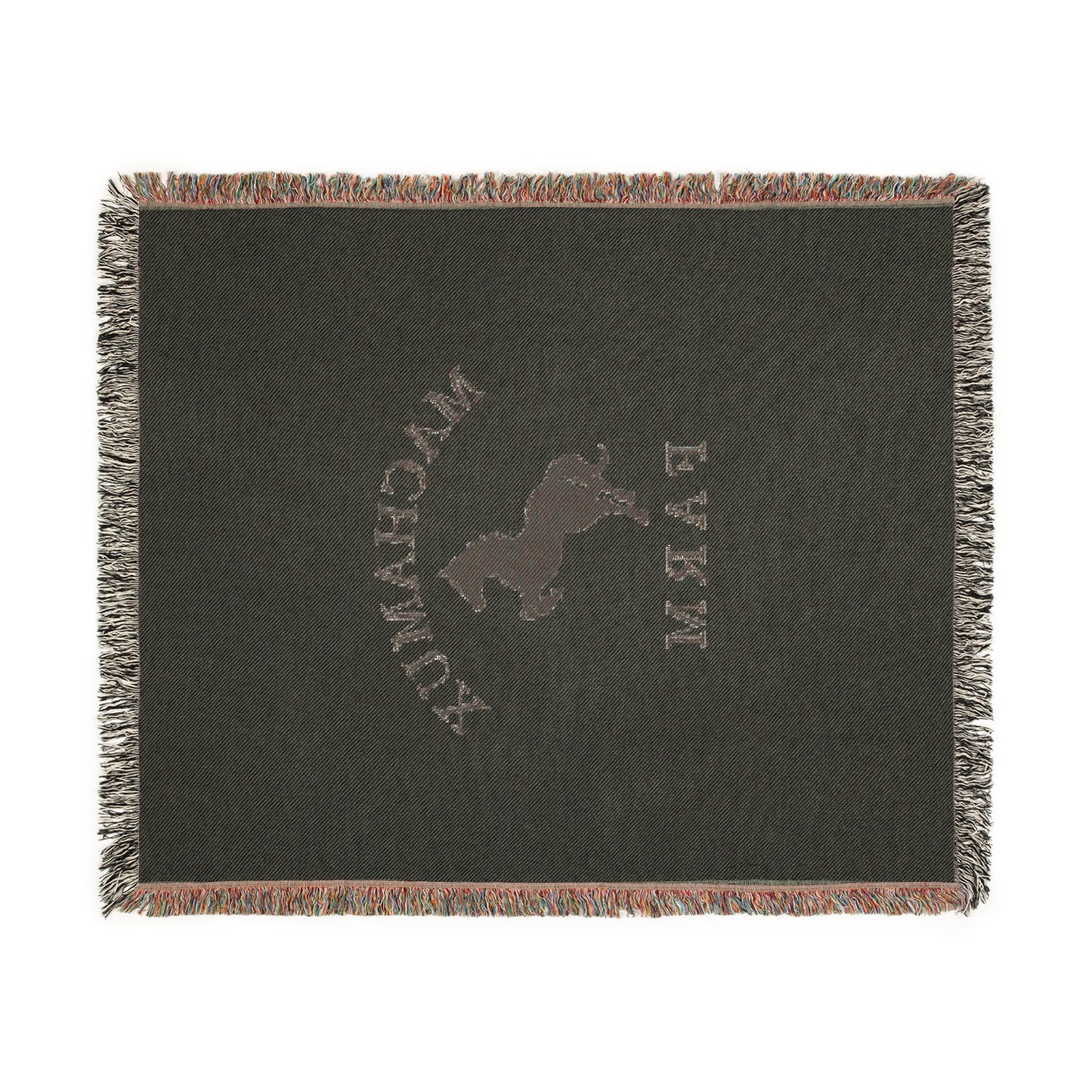 Machamux Farm Vintage Retro Cotton Woven Blanket - Black Logo