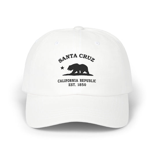 Santa Cruz California Vintage Retro Embroidered Cotton Cap - Black Logo