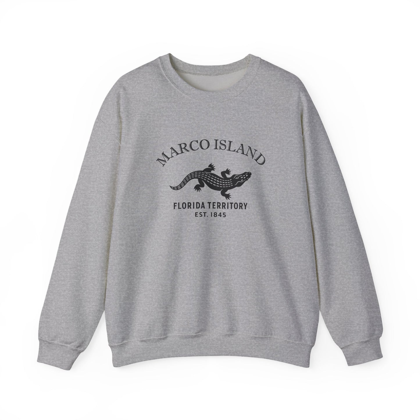 Marco Island Florida Vintage Retro Unisex Heavy Crewneck Sweatshirt - Black Logo