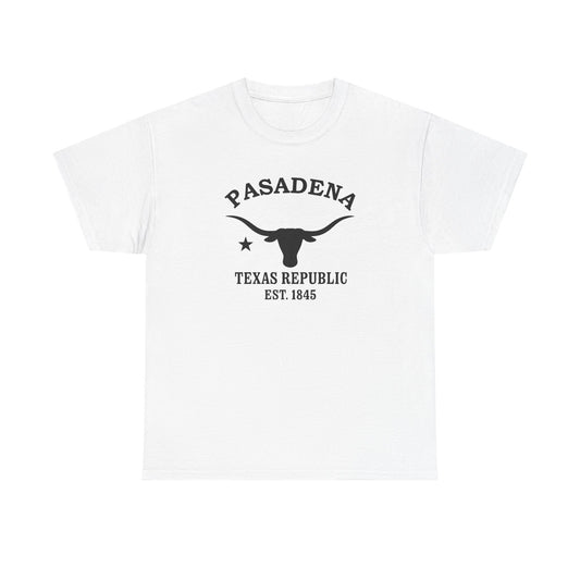 Pasadena Texas Vintage Retro Unisex Heavy Cotton Tee - Black Logo