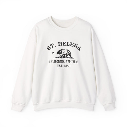 St-Helena California Vintage Retro Unisex Heavy Crewneck Sweatshirt - Black Logo