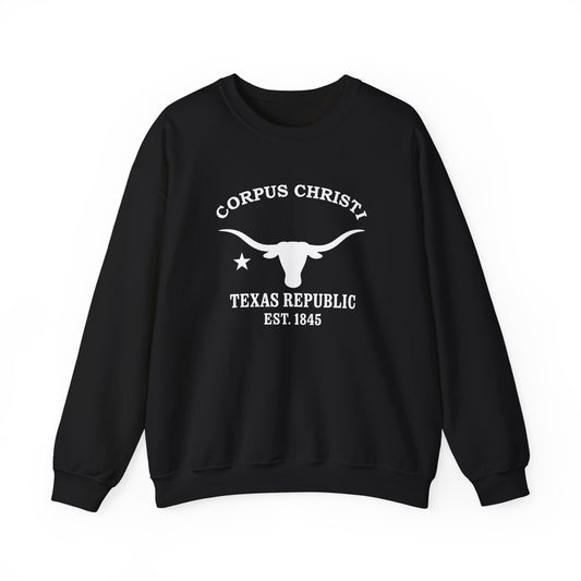 Corpus Christi Texas Vintage Retro Unisex Heavy Crewneck Sweatshirt - White Logo