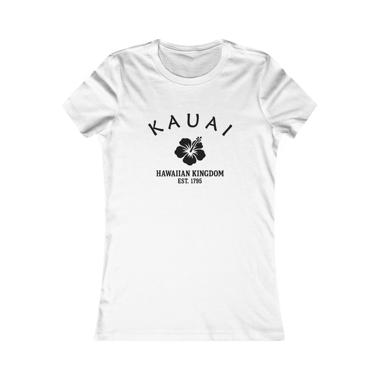 Kauai Hawaii Vintage Retro Womens Fitted Ringspun Cotton Tee - Black Logo