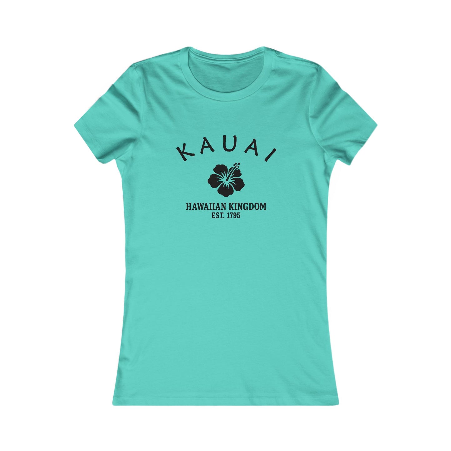 Kauai Hawaii Vintage Retro Womens Fitted Ringspun Cotton Tee - Black Logo