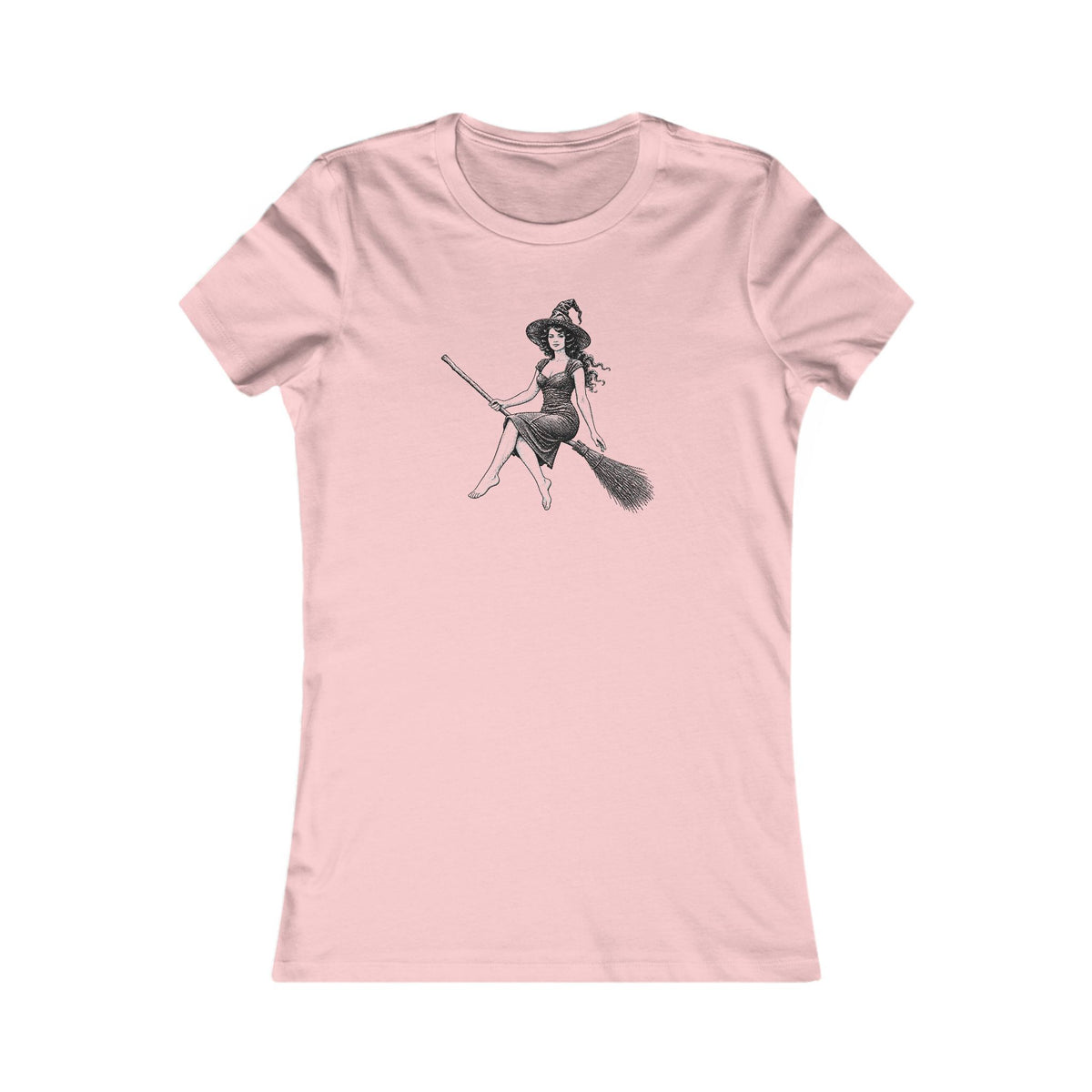 Stamford Connecticut LBD Harbor Witch Fitted Ringspun Cotton Womens Tee, Black Logo, Art Series, Image 6
