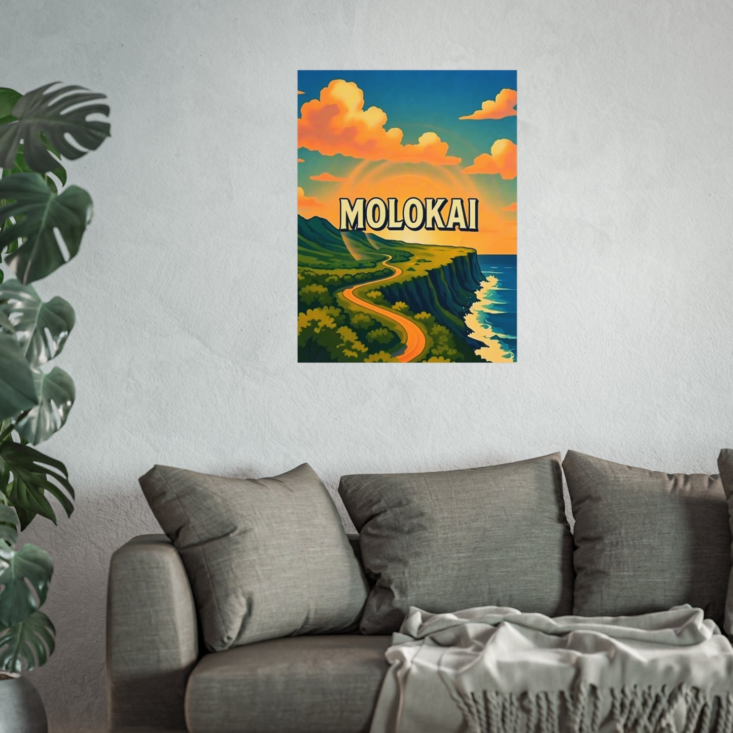 Molokai Hawaii Vintage Retro Giclée Print Art Series Poster