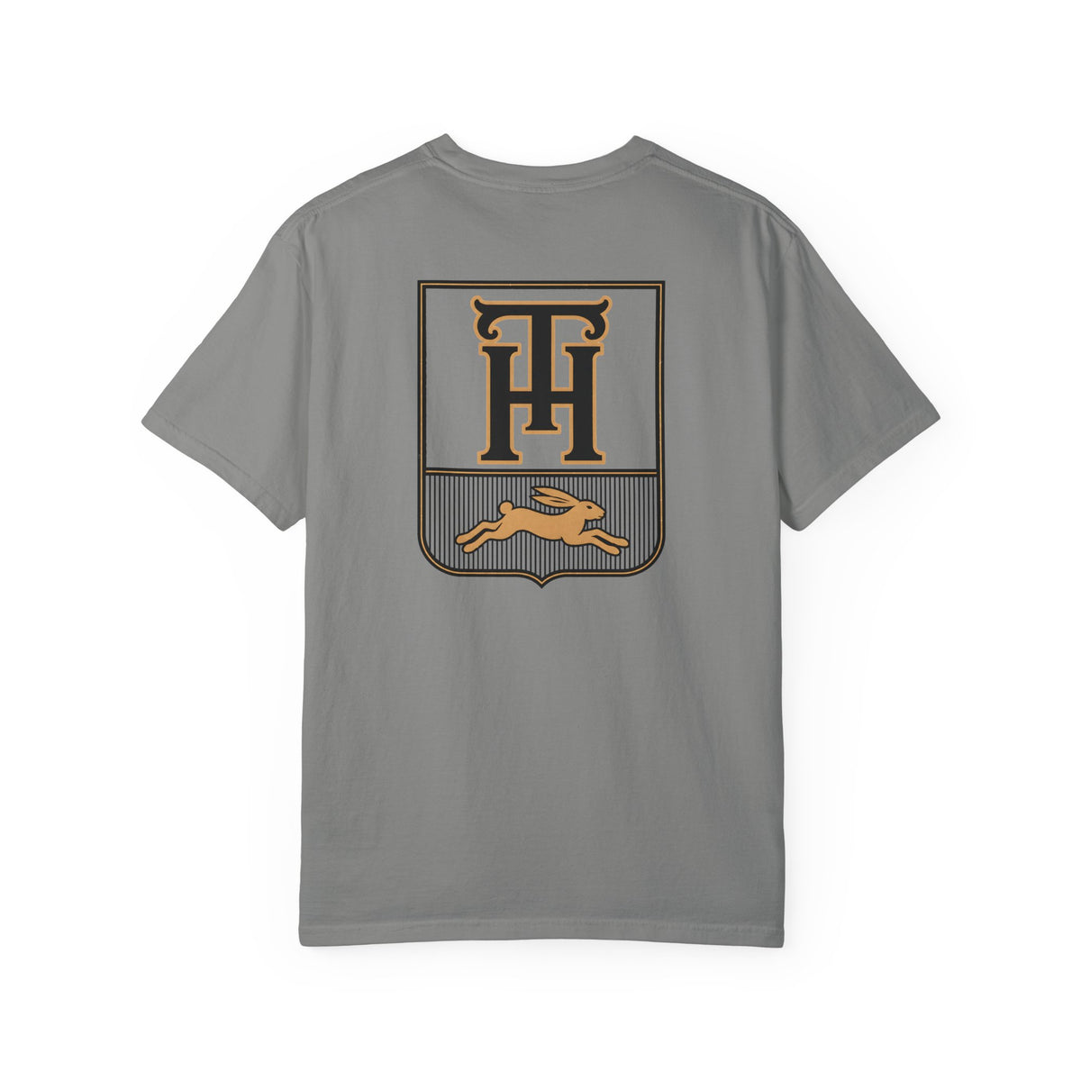 Granite Team Haas Tee with TH Family Crest and Leaping Hare Seal, Comfort Colors 1717