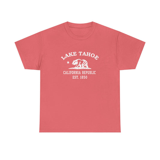 Lake Tahoe California Vintage Retro Unisex Heavy Cotton Tee - White Logo