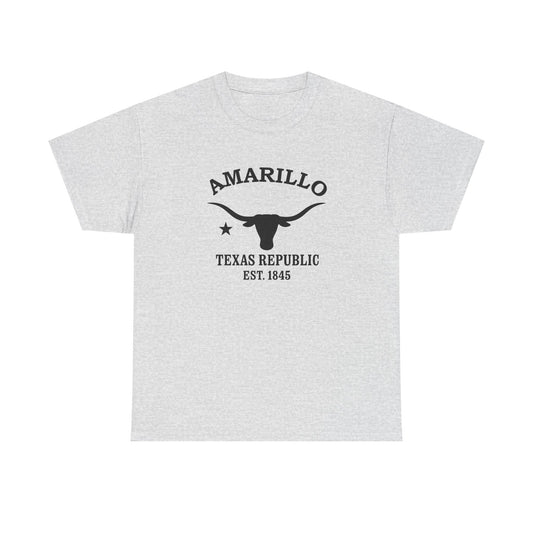 Amarillo Texas Vintage Retro Unisex Heavy Cotton Tee - Black Logo