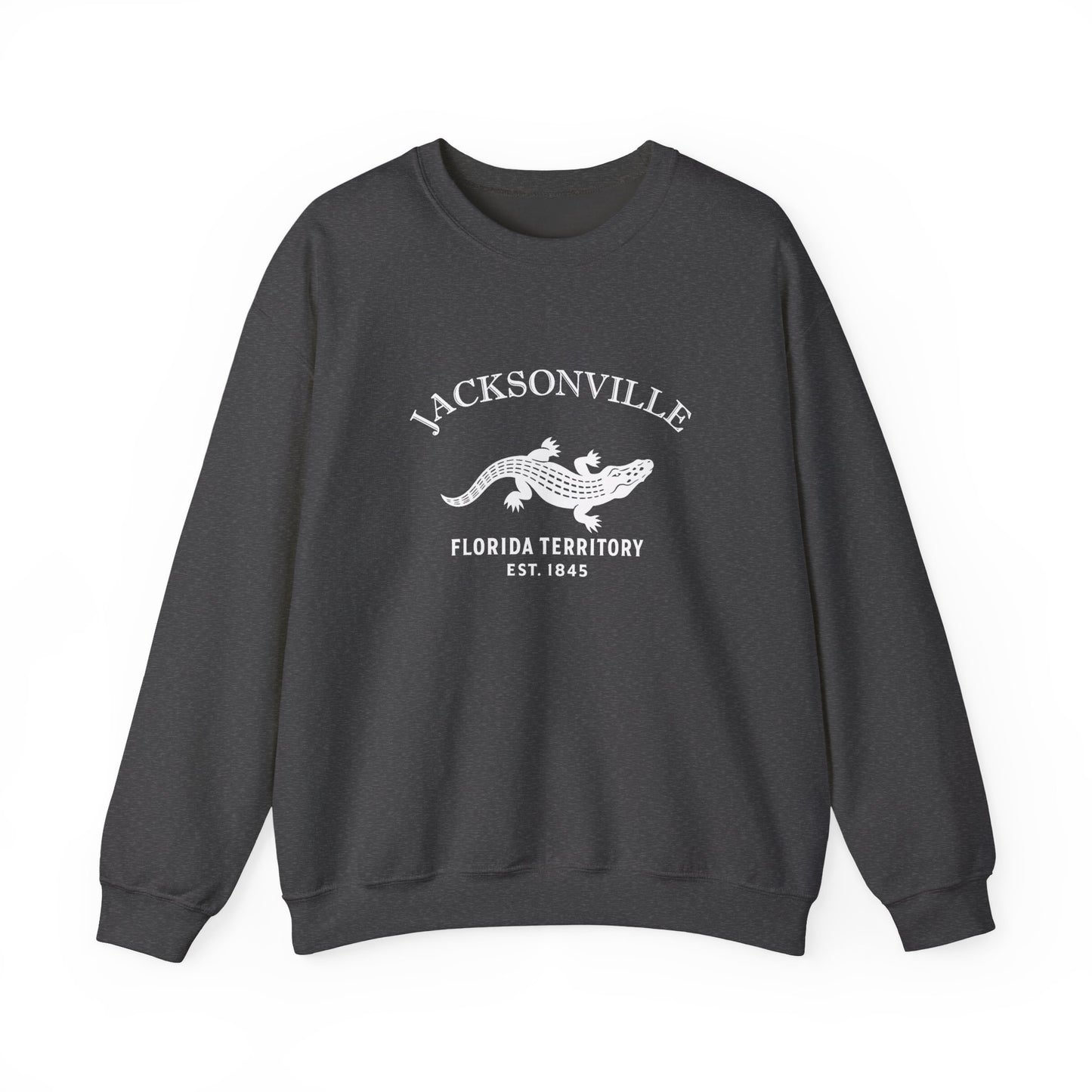 Jacksonville Florida Vintage Retro Unisex Heavy Crewneck Sweatshirt - White Logo