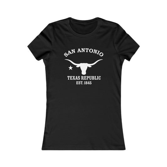 San Antonio Texas Vintage Retro Womens Fitted Ringspun Cotton Tee - White Logo