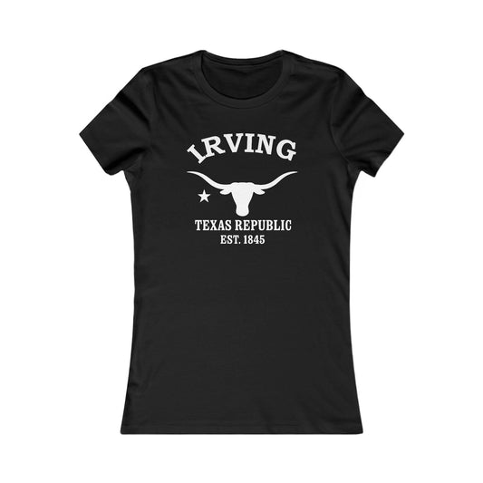Irving Texas Vintage Retro Womens Fitted Ringspun Cotton Tee - White Logo