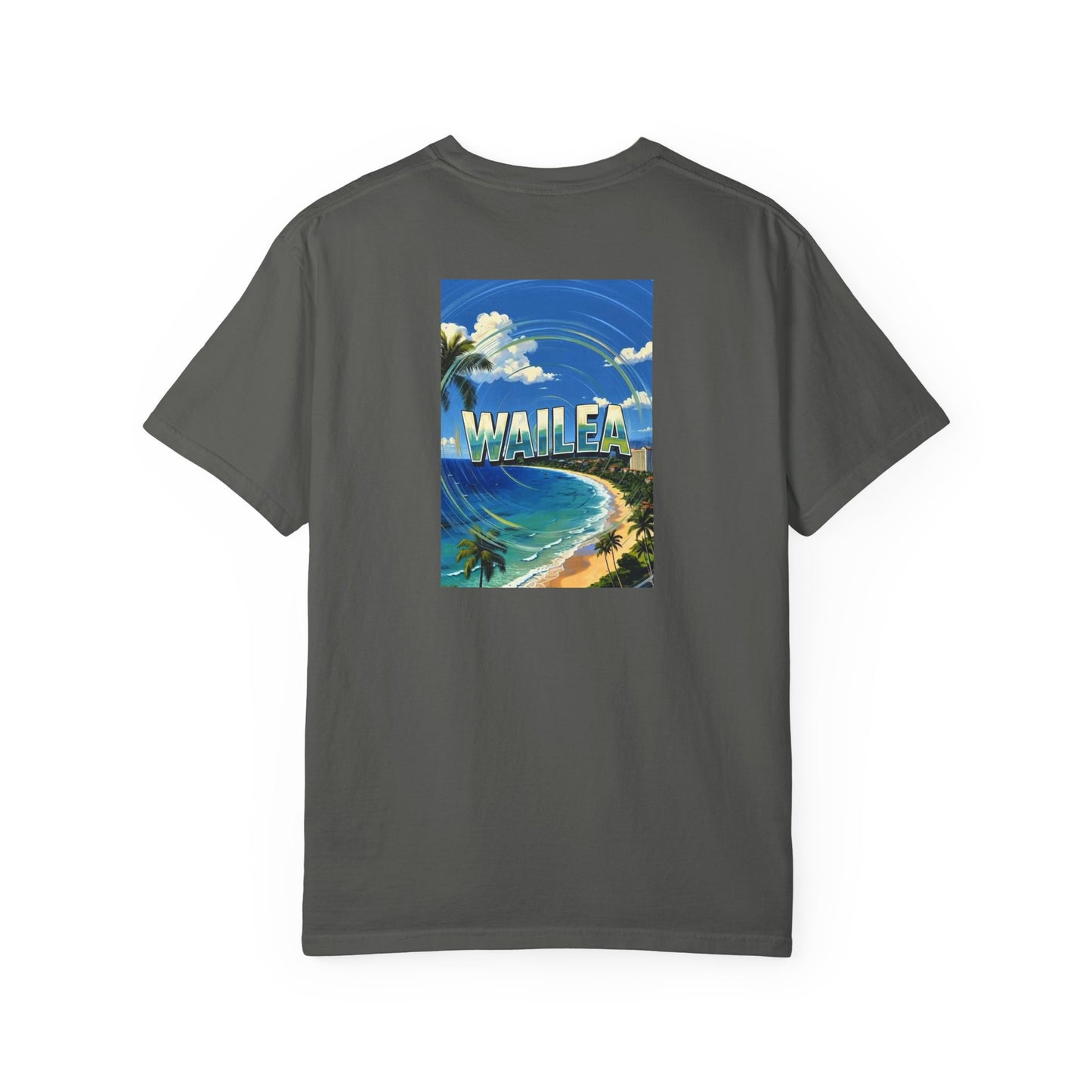 Wailea Hawaii Vintage Retro Back Printed Art Series Cotton Tee - Black Logo