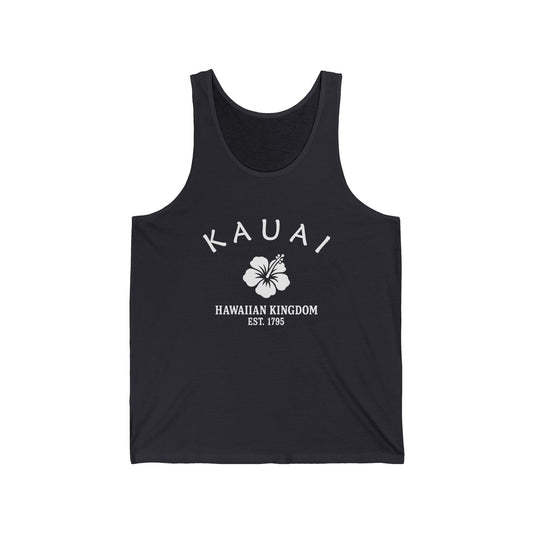 Kauai Hawaii Vintage Retro Unisex Cotton Jersey Tank Top - White Logo
