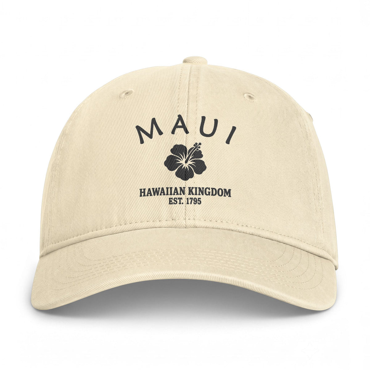 Maui Hawaii Distressed Cotton Cap - Charcoal Print Logo