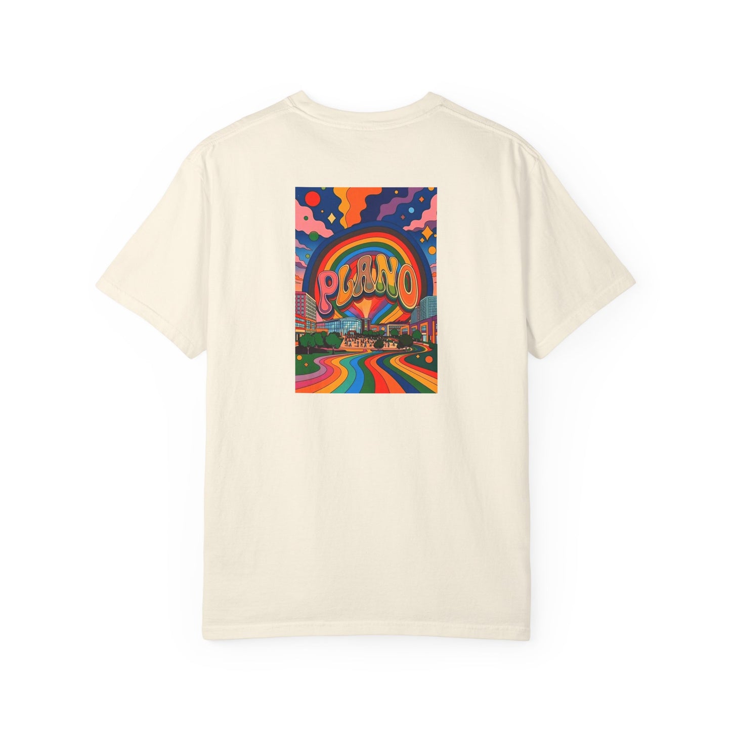 Plano Texas Vintage Retro Back Printed Art Series Cotton Tee - Black Logo