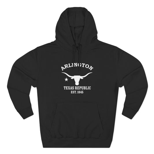 Arlington Texas Vintage Retro Unisex Heavy Cotton Hoodie - White Logo