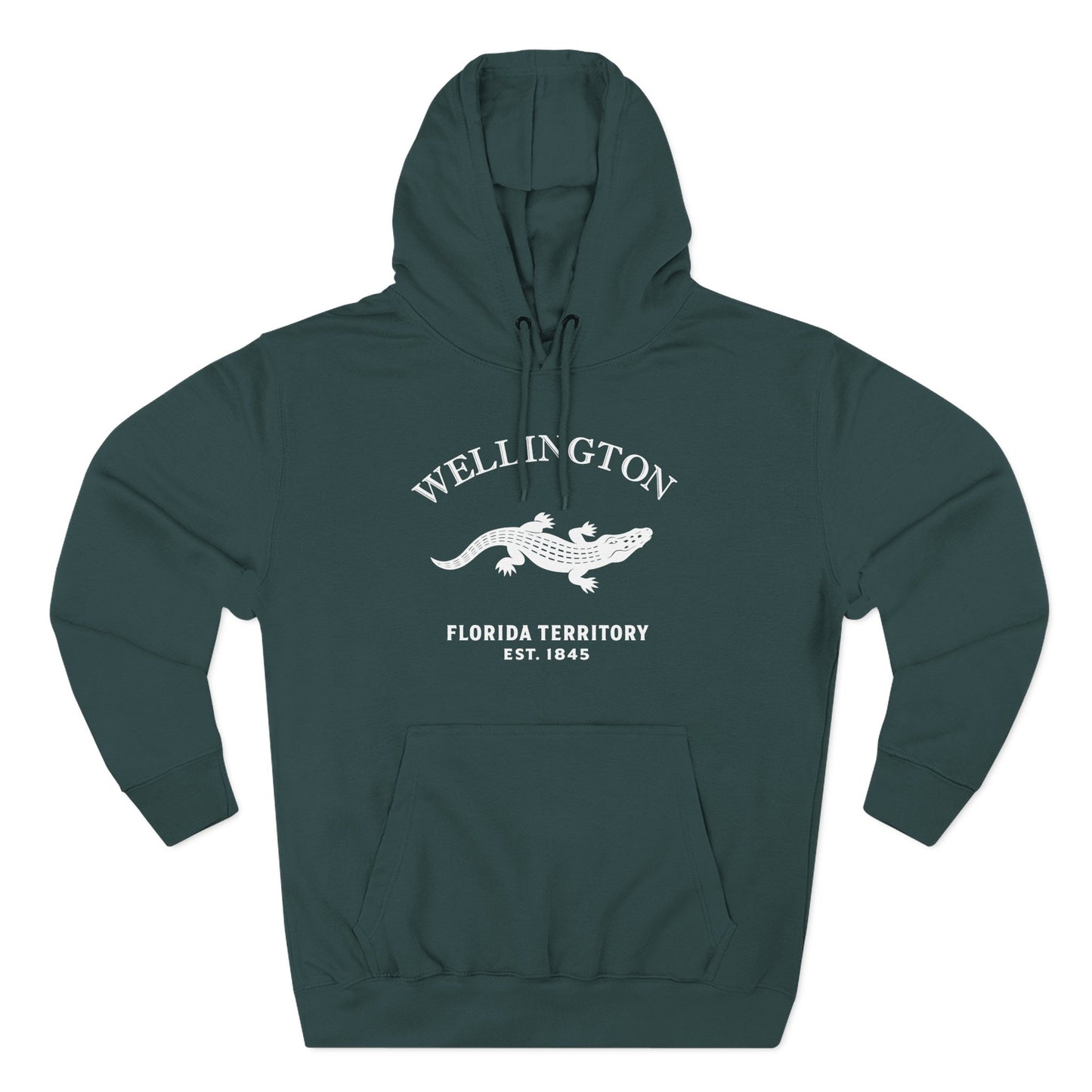Wellington Florida Vintage Retro Unisex Heavy Cotton Hoodie - White Logo
