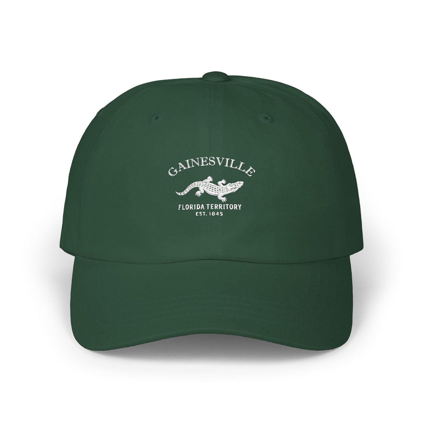 Gainesville Florida Classic Embroidered Cotton Cap - White Logo