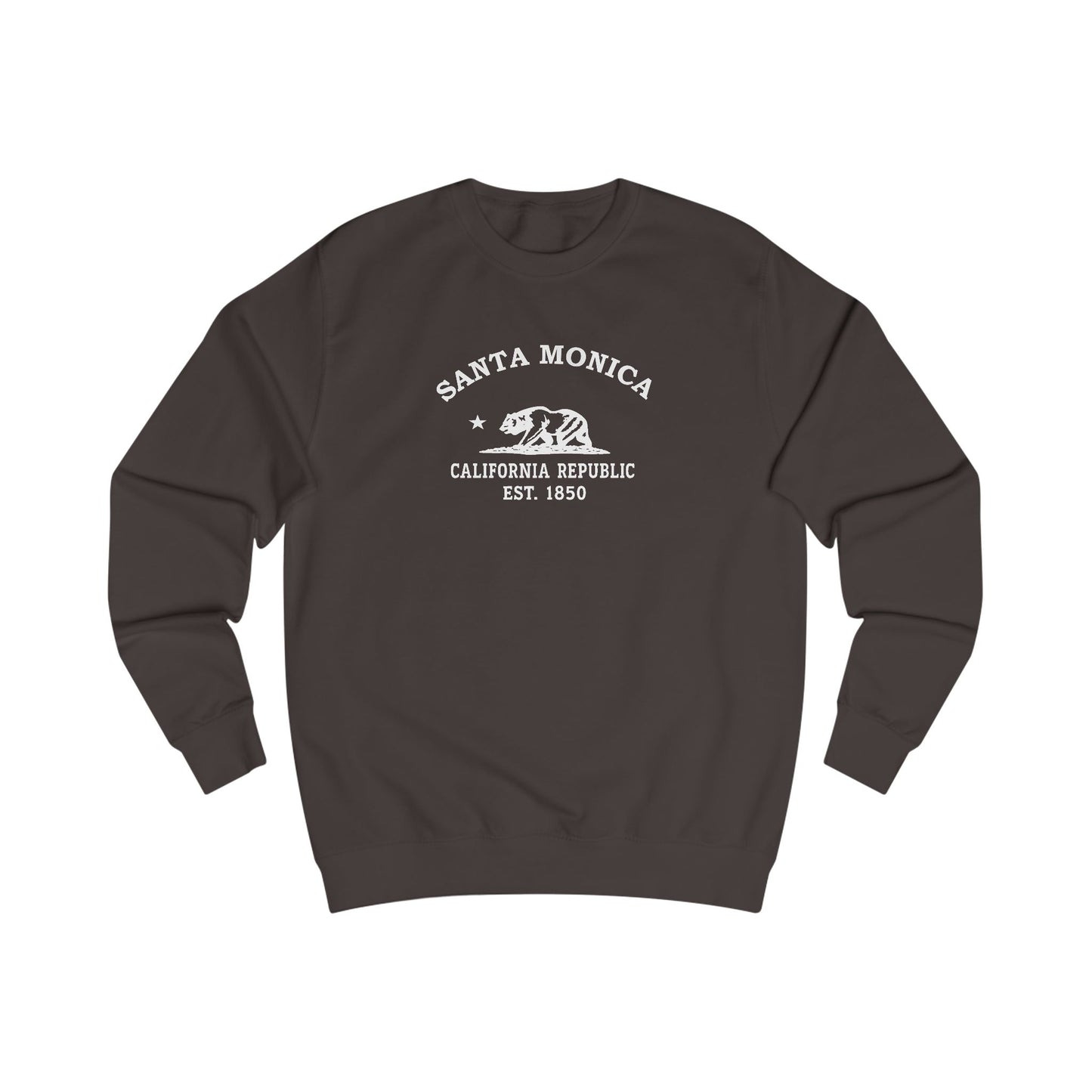 Santa Monica California Vintage Retro Premium Crewneck Sweatshirt - White Logo - Bottle Green