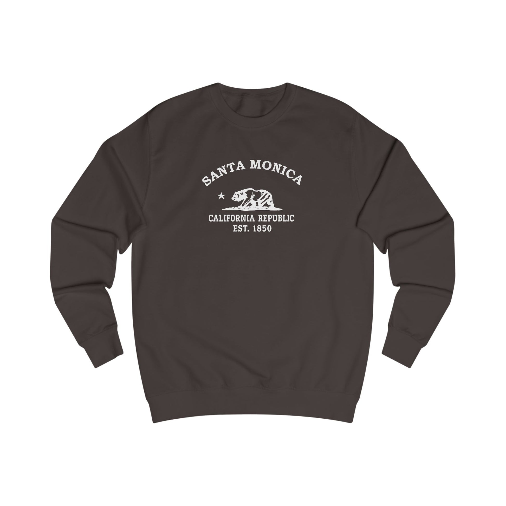 Santa Monica California Vintage Retro Premium Crewneck Sweatshirt - White Logo - Bottle Green