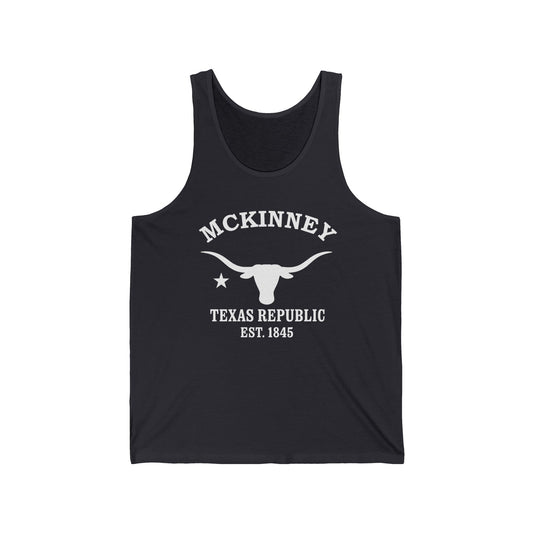 McKinney Texas Vintage Retro Unisex Cotton Jersey Tank Top - White Logo