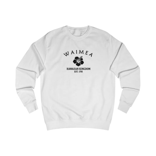 Waimea Hawaii Vintage Retro Premium Crewneck Sweatshirt - Black Logo - Arctic White