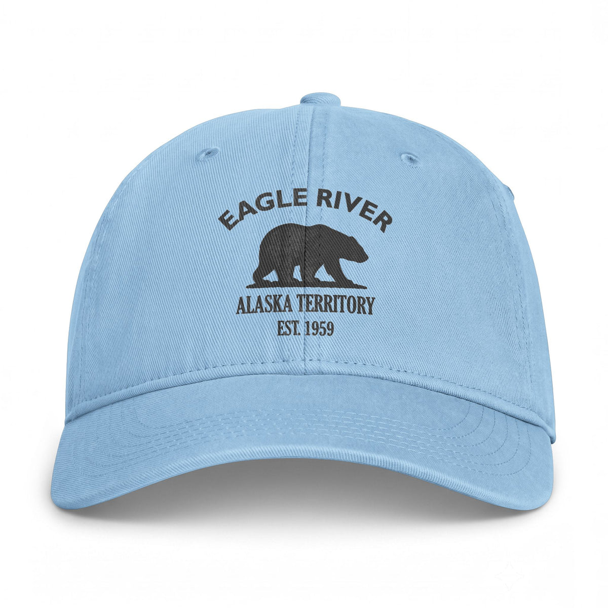 Eagle River Alaska Distressed Cotton Cap - Charcoal Print Logo