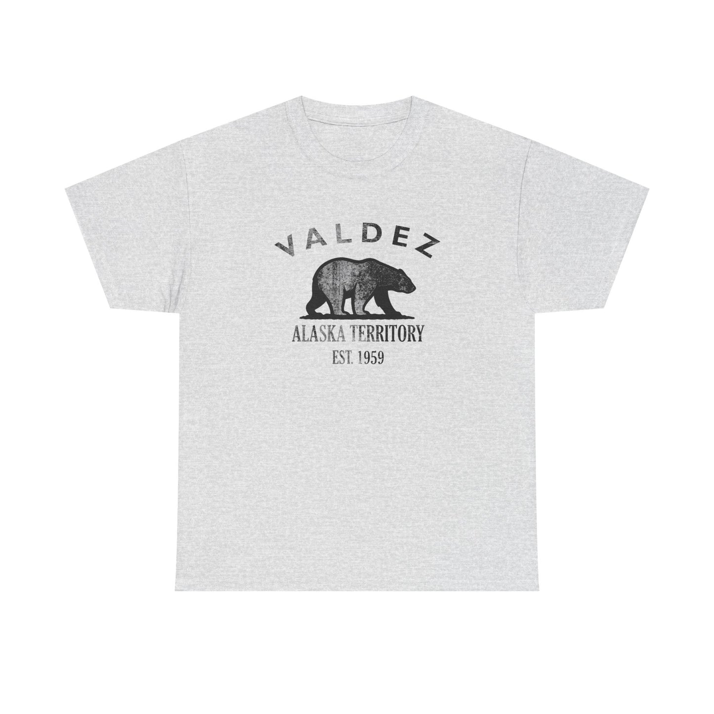 Valdez Alaska Vintage Retro Unisex Heavy Cotton Tee - Black Logo