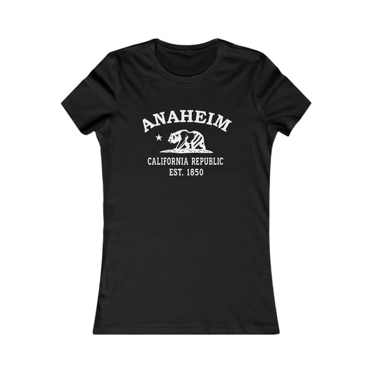 Anaheim California Vintage Retro Womens Fitted Ringspun Cotton Tee - White Logo