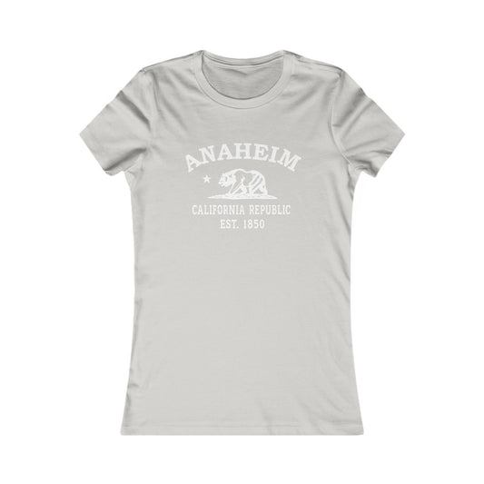 Anaheim California Vintage Retro Womens Fitted Ringspun Cotton Tee - White Logo