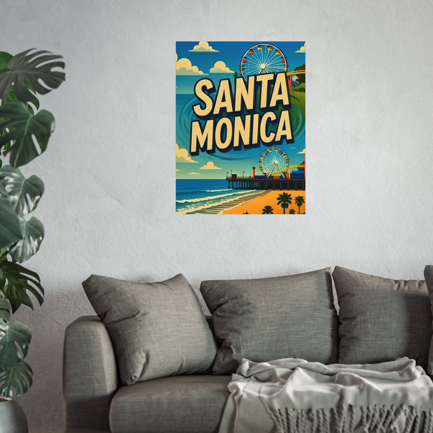 Santa Monica California Vintage Retro Giclée Print Art Series Poster