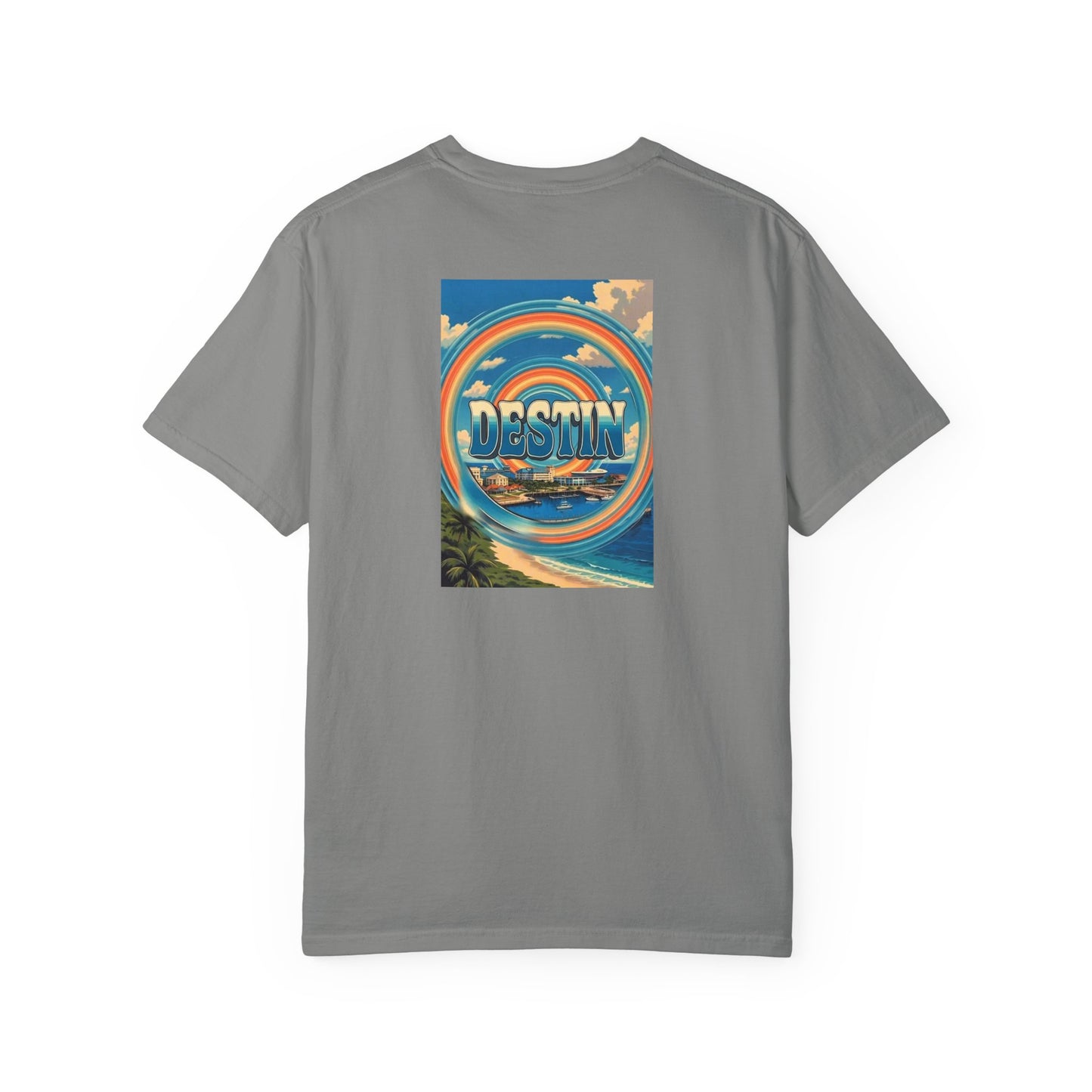 Destin Florida Vintage Retro Back Printed Art Series Cotton Tee - Black Logo