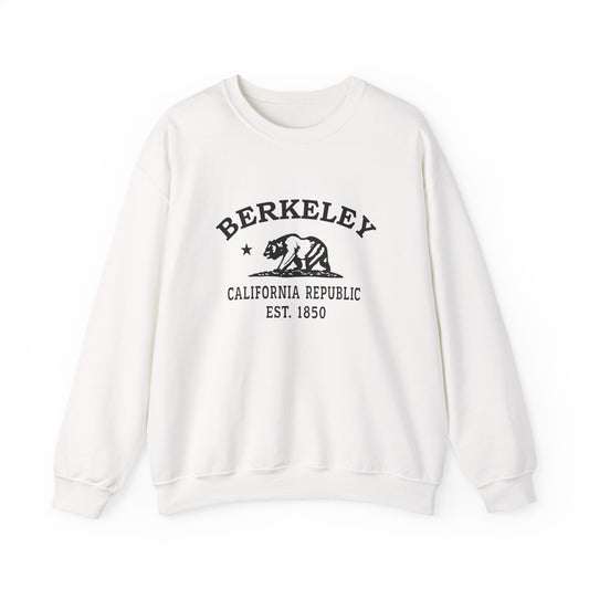 Berkeley California Vintage Retro Unisex Heavy Crewneck Sweatshirt - Black Logo