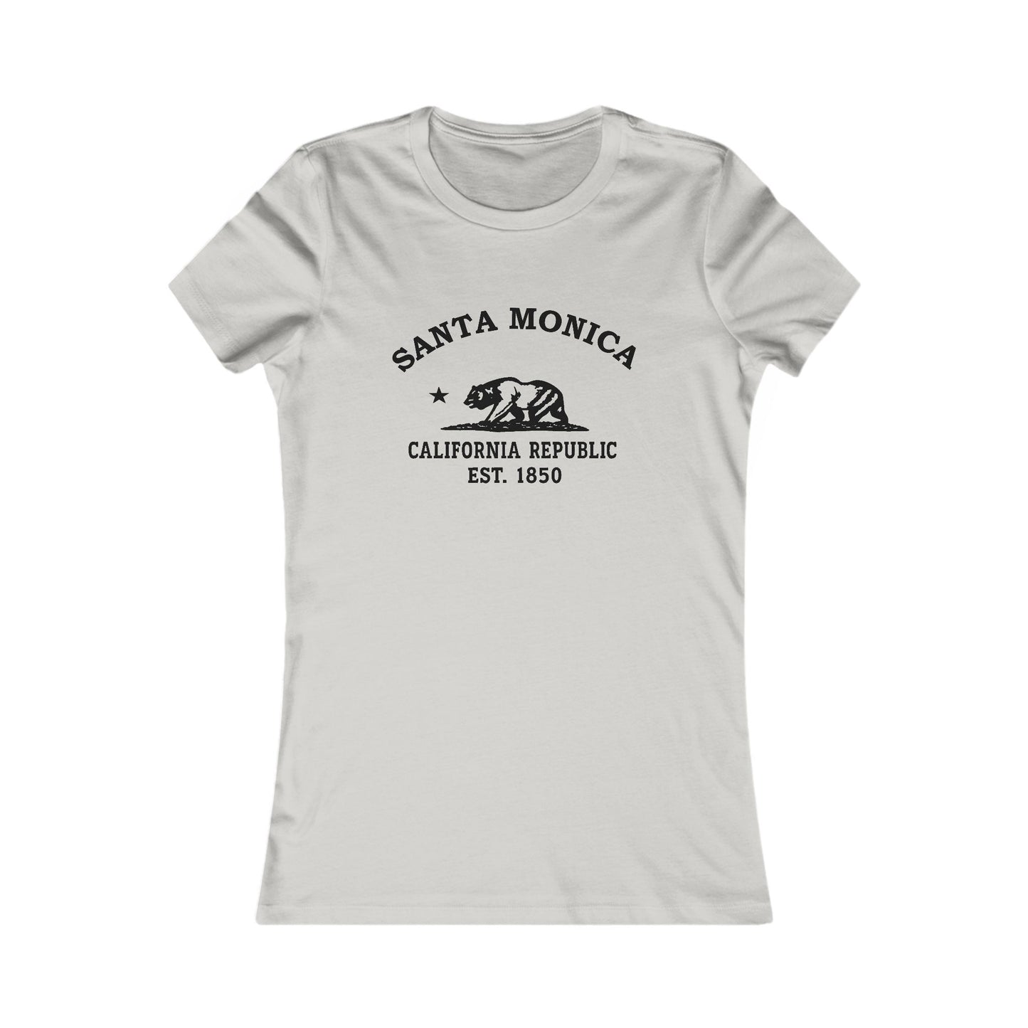 Santa Monica California Vintage Retro Womens Fitted Ringspun Cotton Tee - Black Logo