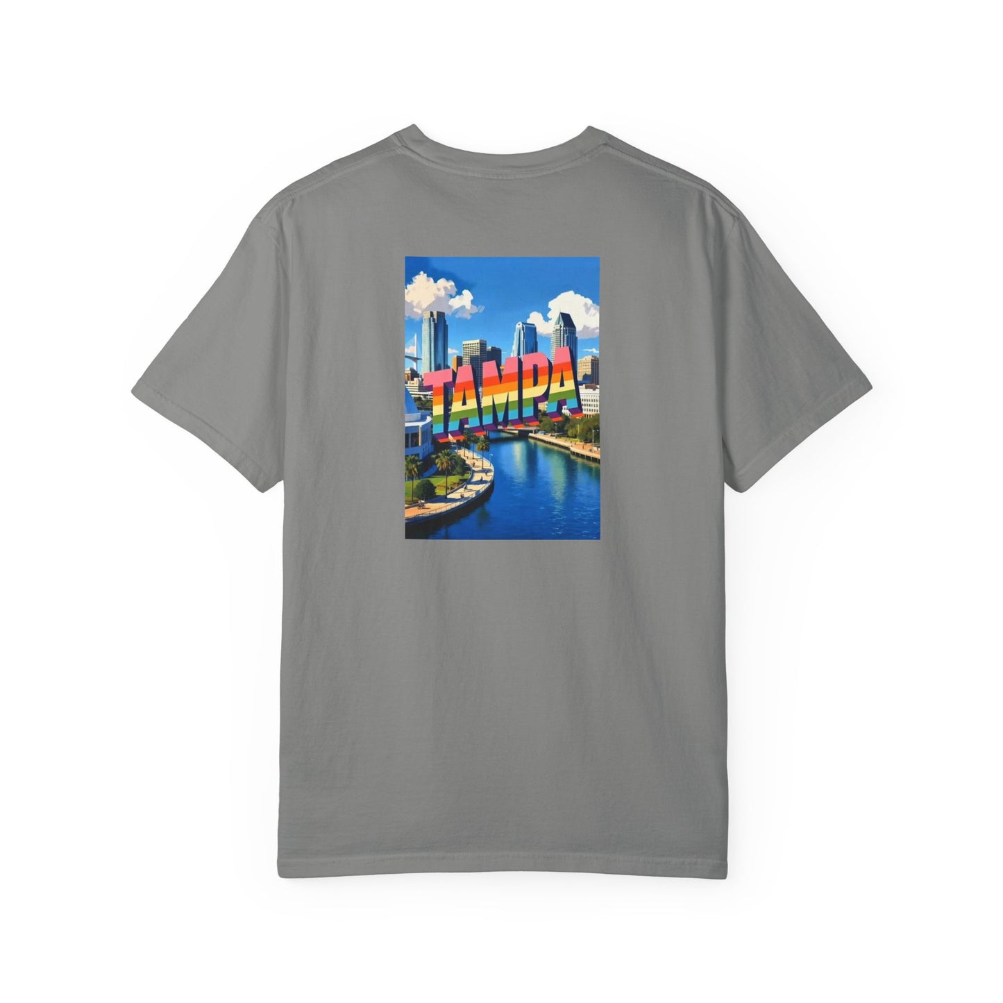 Tampa Florida Vintage Retro Back Printed Art Series Cotton Tee - Black Logo
