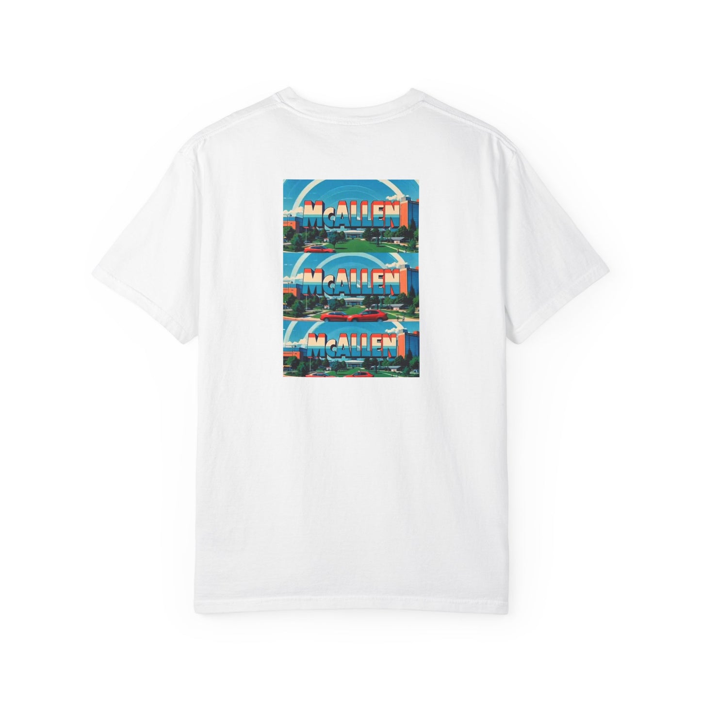 McAllen Texas Vintage Retro Back Printed Art Series Cotton Tee - Black Logo