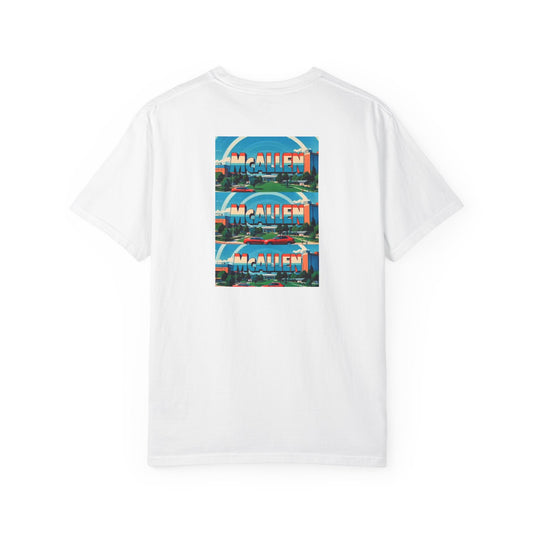 McAllen Texas Vintage Retro Back Printed Art Series Cotton Tee - Black Logo