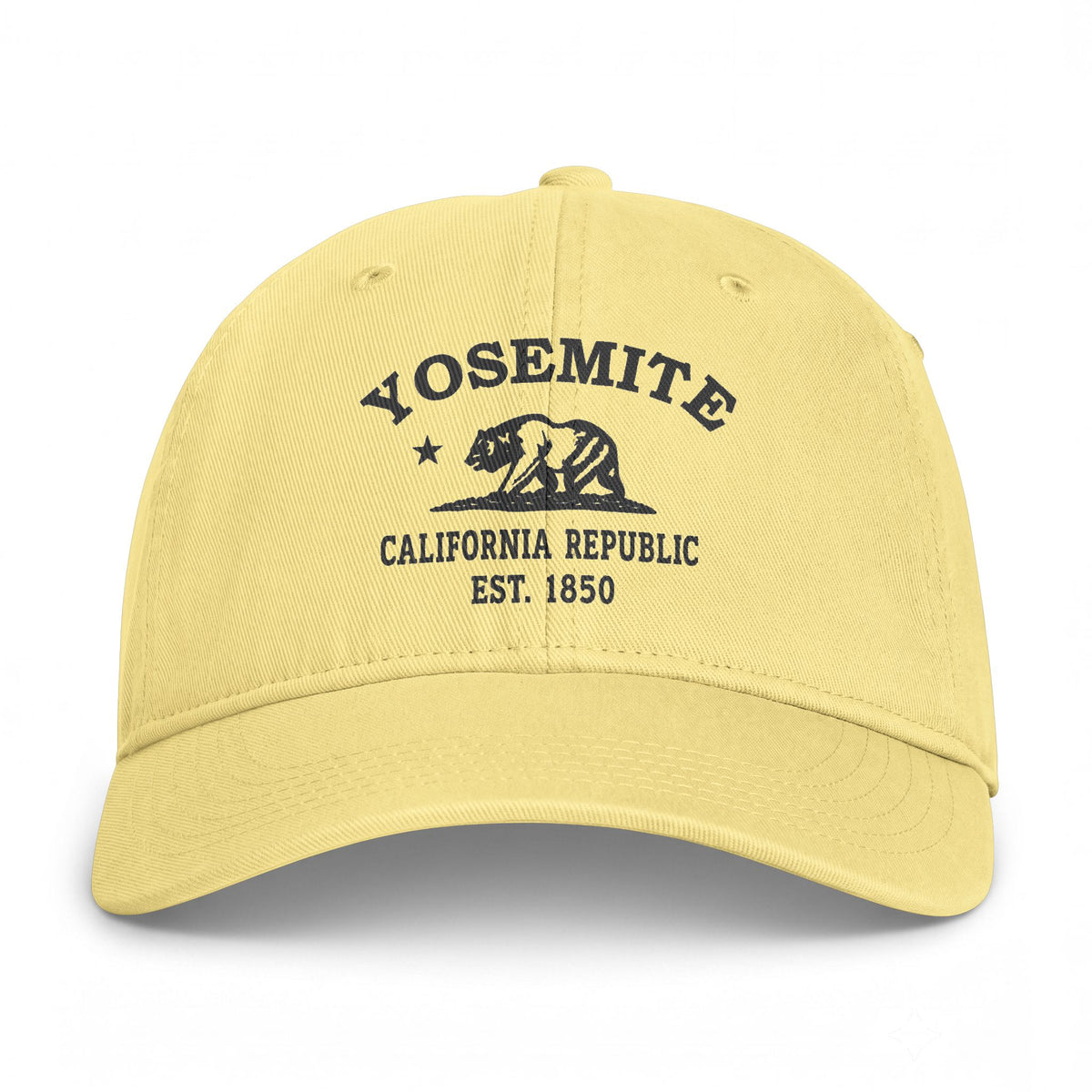Yosemite California Distressed Cotton Cap - Charcoal Print Logo