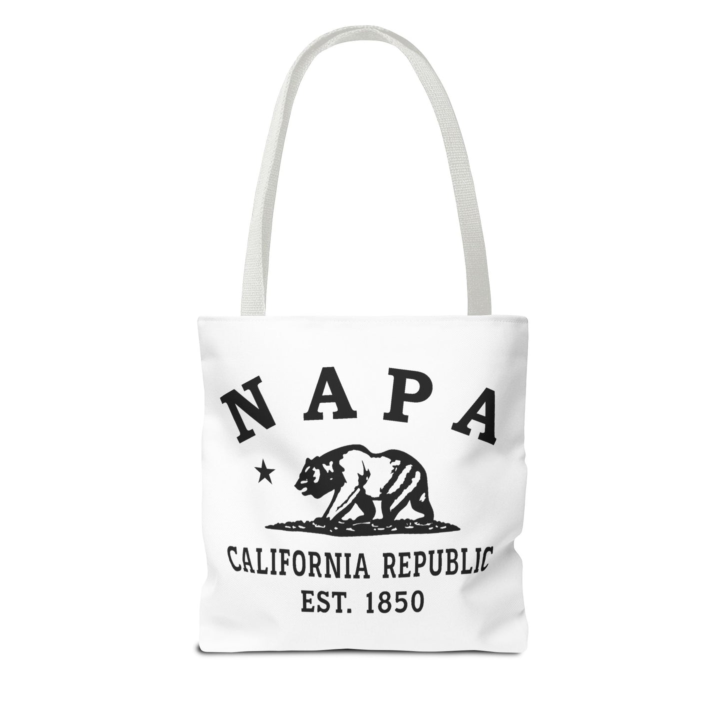 Napa California Vintage Retro Light Canvas Tote - Black Logo