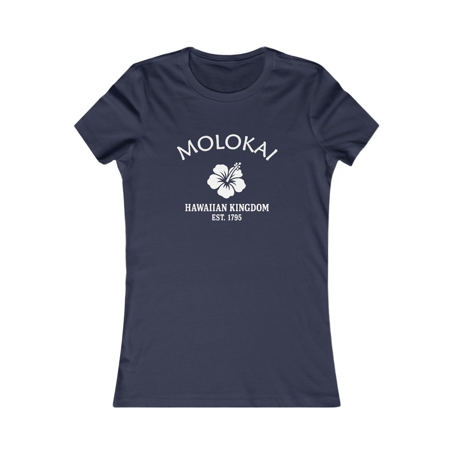 Molokai Hawaii Vintage Retro Womens Fitted Ringspun Cotton Tee - White Logo