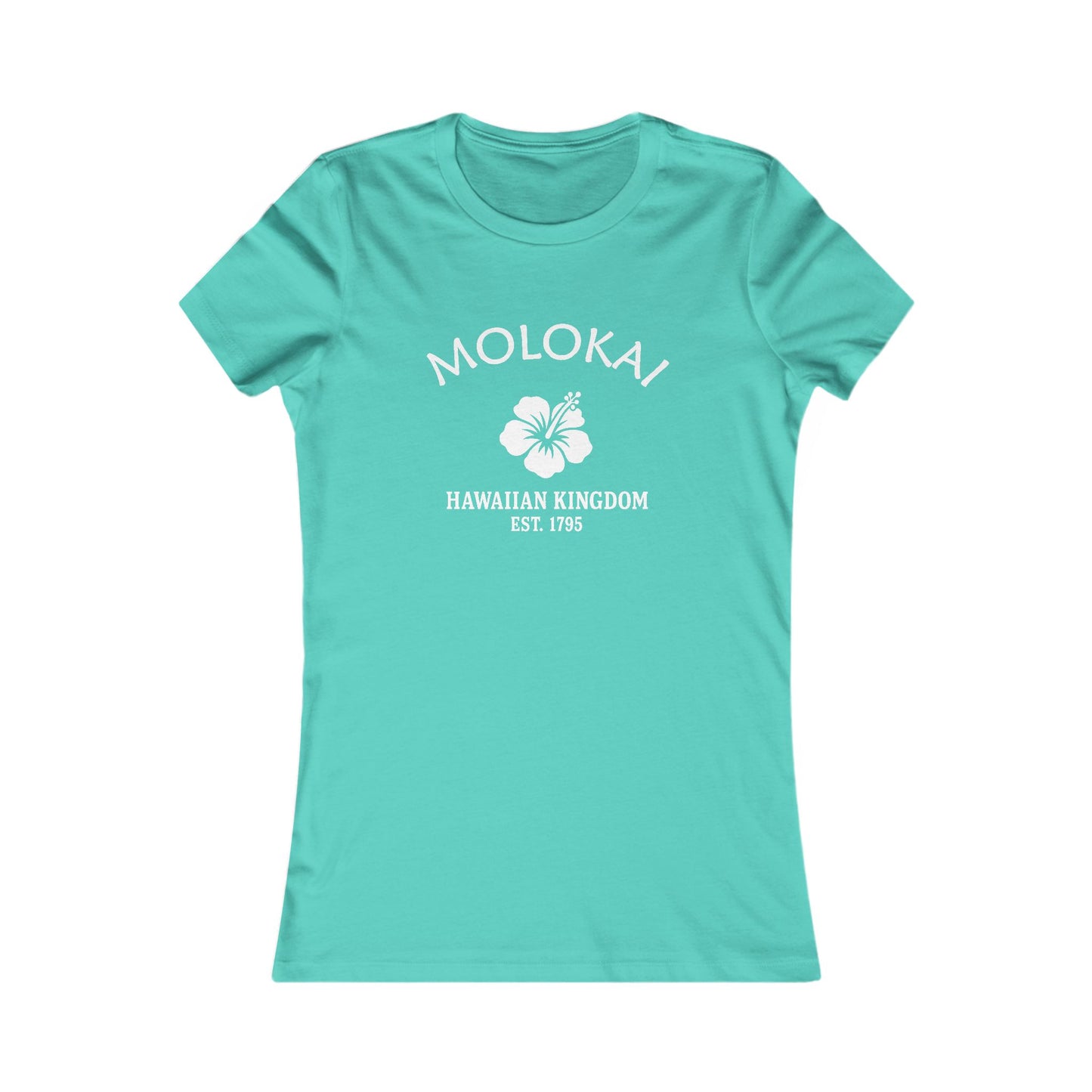 Molokai Hawaii Vintage Retro Womens Fitted Ringspun Cotton Tee - White Logo
