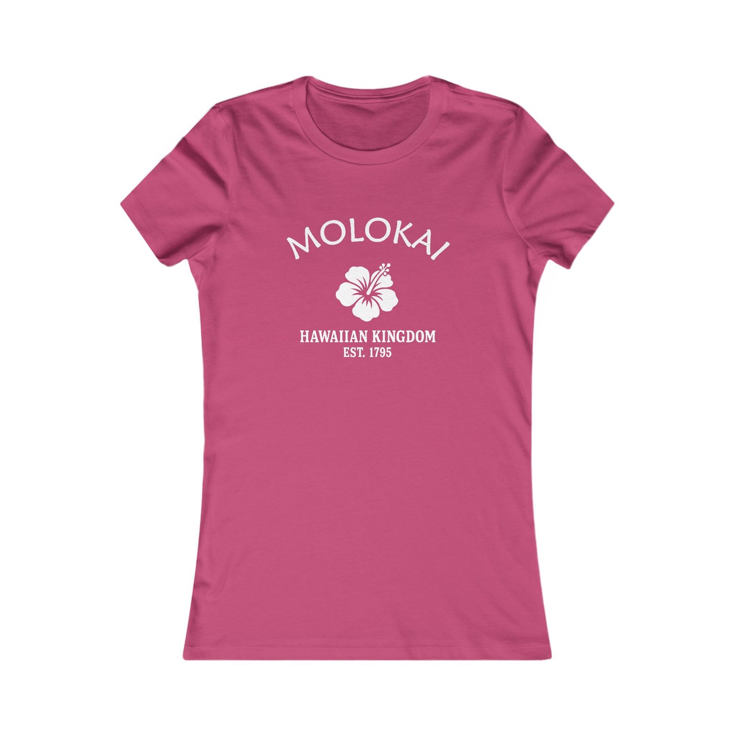 Molokai Hawaii Vintage Retro Womens Fitted Ringspun Cotton Tee - White Logo