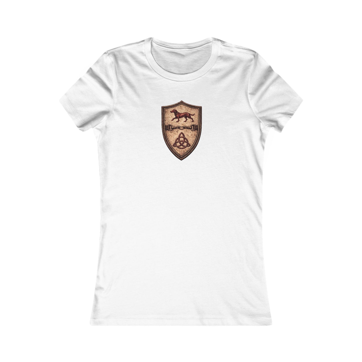 №108 Knight Crest Women's Fitted Tee · Live Your Best Knight · Temperantia Fiducia Perseverantia