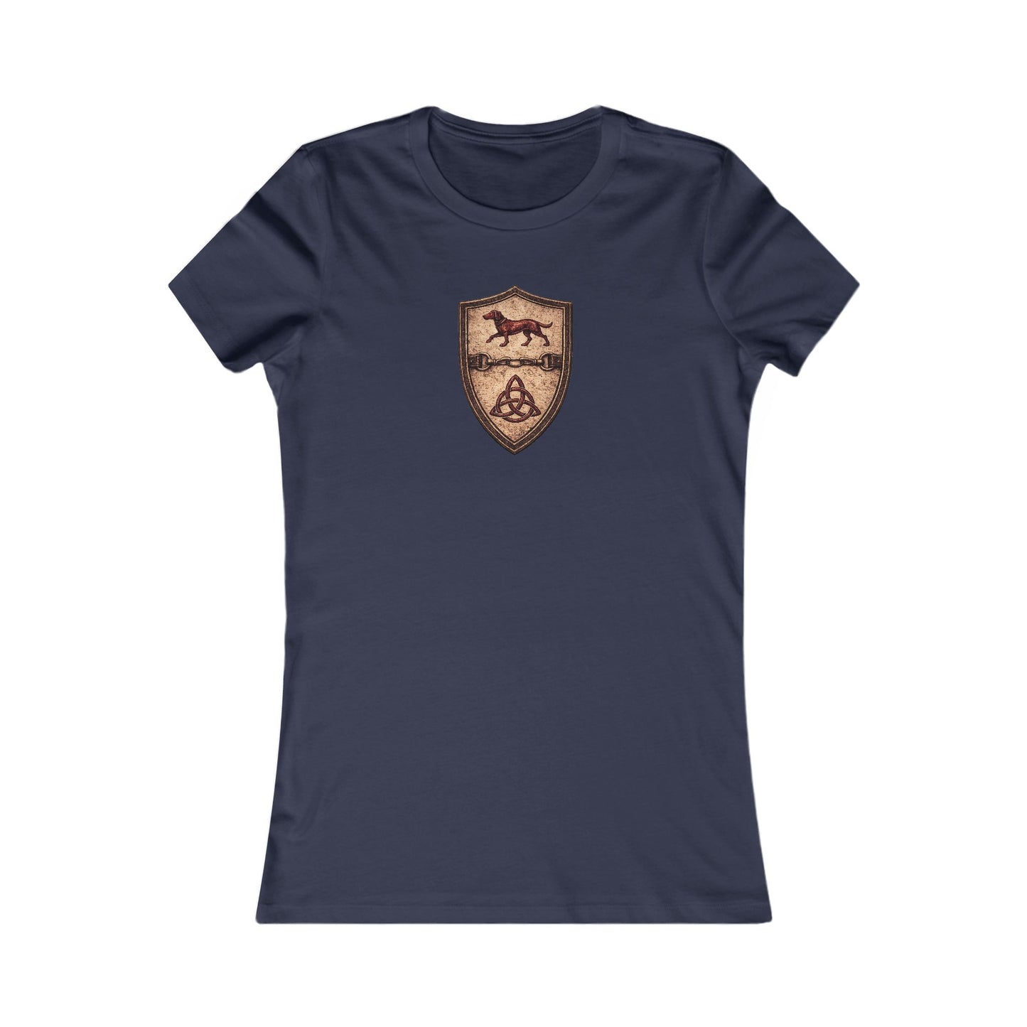 №108 Knight Crest Women's Fitted Tee · Live Your Best Knight · Temperantia Fiducia Perseverantia